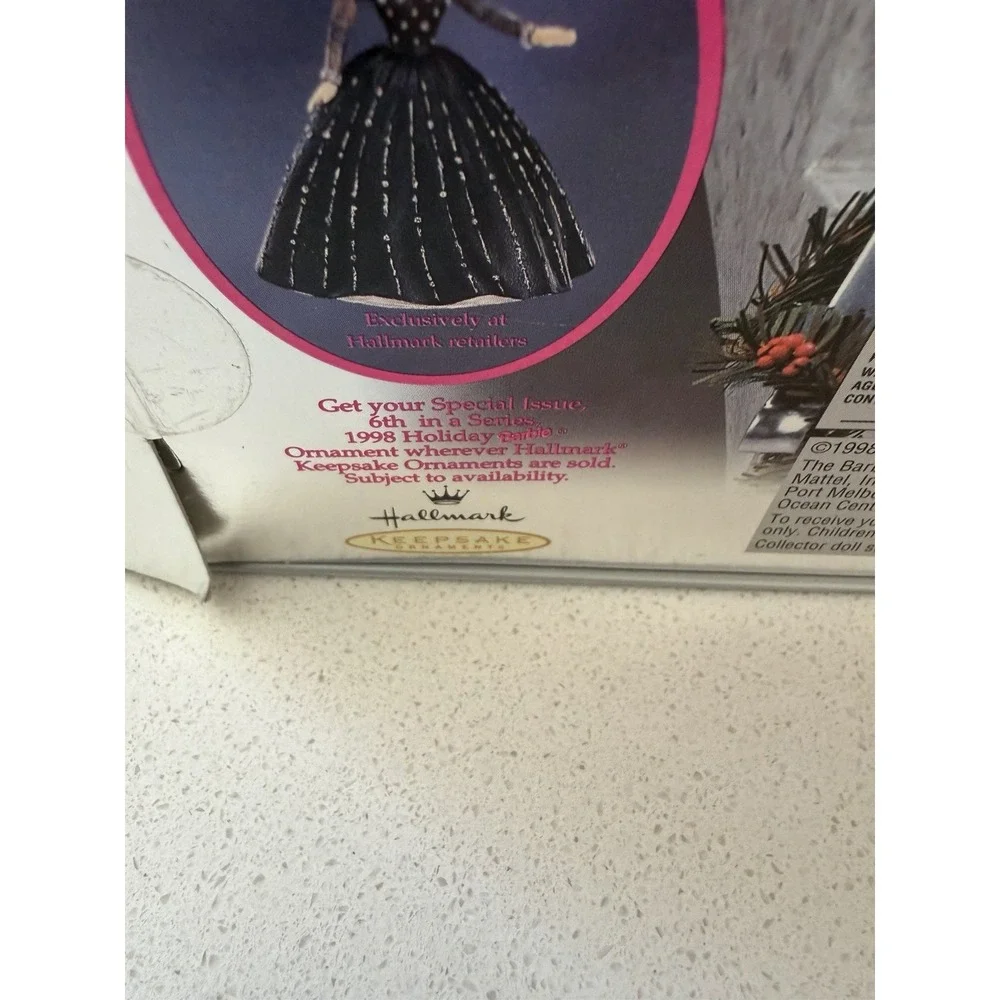 Brand New Vintage 1998 Happy Holidays Barbie Collectible Pink Black Rare Error